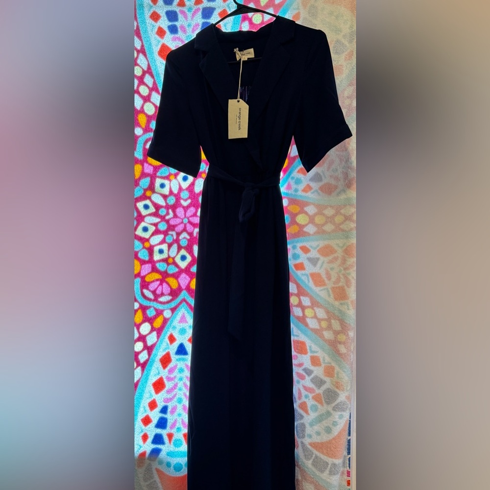 Orange Creek Navy Short Sleeve Maxi Gown